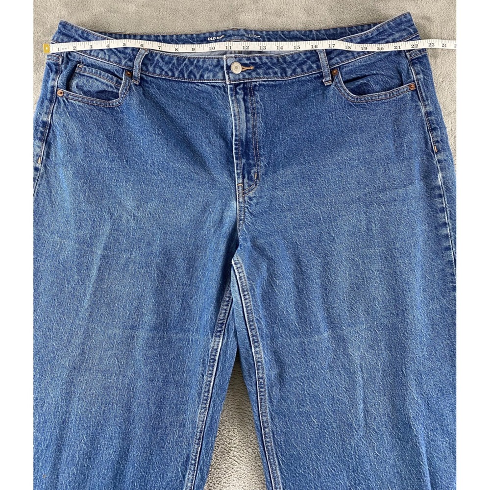 Old Navy Womens Plus 22 Mid-Rise Wide-Leg Jeans Medium Wash Raw Hem Blue Denim - Picture 6 of 14